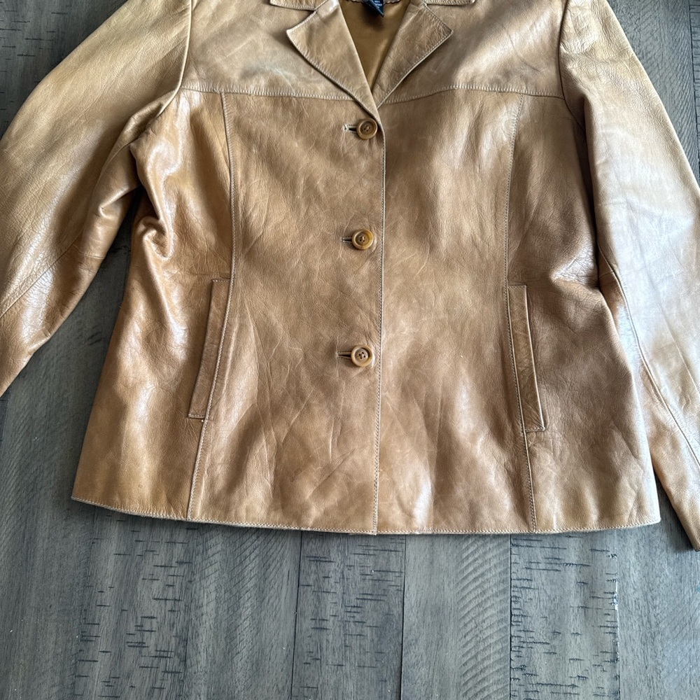 Mossimo Leather Jacket Light Beige - Picture 10 of 11